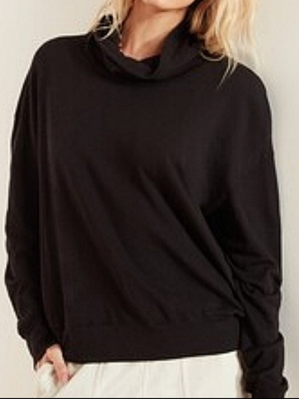 James Perse Black Cowl Neck Sweatshirt Pullover Supima Cotton Size 2 /M